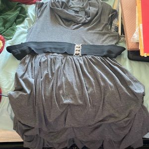 My Michelle gray mock turtleneck rouched sleeveless dress.   Size XL